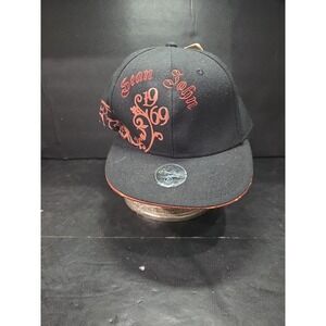Sean John 1969 Fitted Hat, Black Red Embroidered Flat Brim, Cap Size 7 1/2, NWT